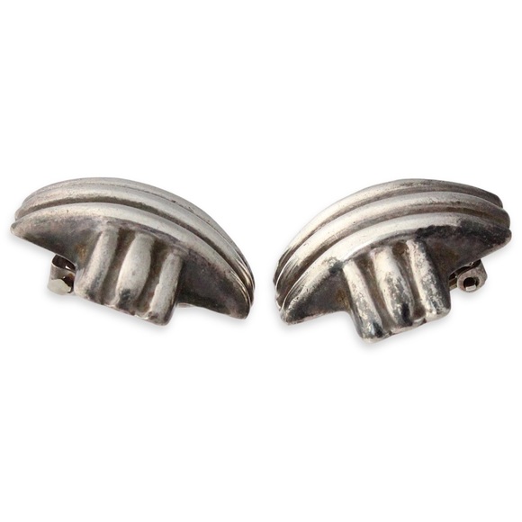 Vintage Taxco Sterling Silver Cross Clip On Earrings Large Statement Mexican - Picture 4 of 6